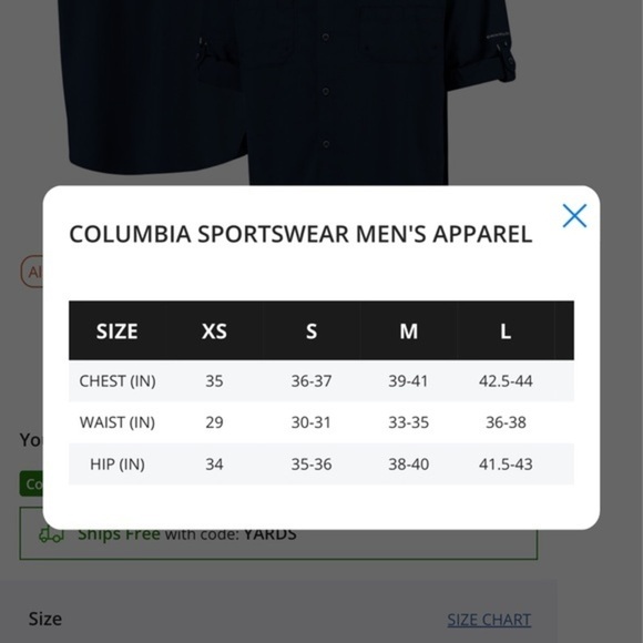 Men's Columbia Navy Dallas Cowboys Tamiami‎ II Long Sleeve Size Medium Shirt - Picture 7 of 7